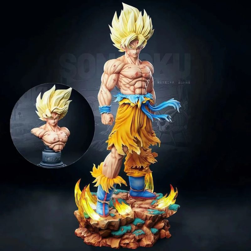 Figura Dragon Ball Z – Goku Super Saiyan 34 cm con LED y Cabeza Intercambiable - Imagen 6