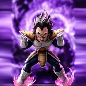 Figura Dragon Ball Z Vegeta 22 cm – Forma Furiosa con Aura de Energía Violeta PVC