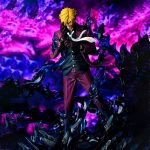 Figura One Piece Sanji Raid Suit 25 cm – Traje Violeta con Llamas Azules PVC