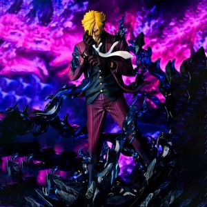 Figura One Piece Sanji Raid Suit 25 cm – Traje Violeta con Llamas Azules PVC