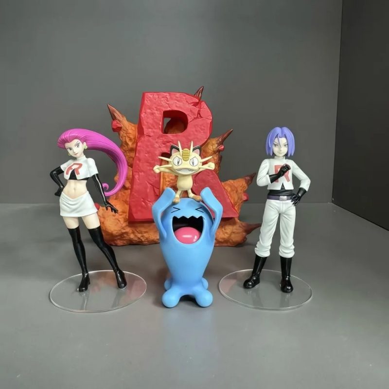 Figuras Pokémon Equipo Rocket – Jessie, James, Meowth y Wobbuffet – 3 a 11 cm PVC - Imagen 3
