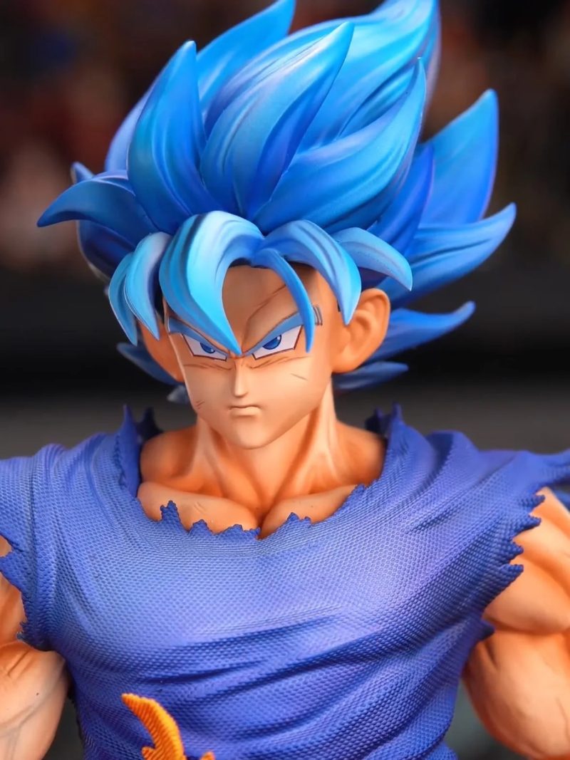 Figura Dragon Ball Z – Goku Super Saiyan Blue 33 cm con LED y Doble Cabeza - Imagen 2