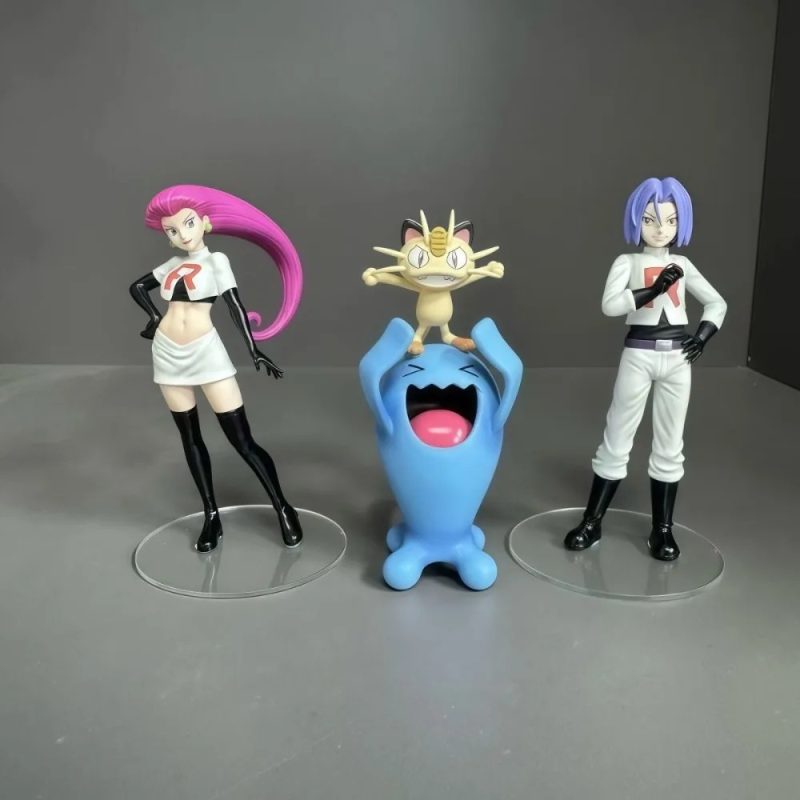 Figuras Pokémon Equipo Rocket – Jessie, James, Meowth y Wobbuffet – 3 a 11 cm PVC - Imagen 4